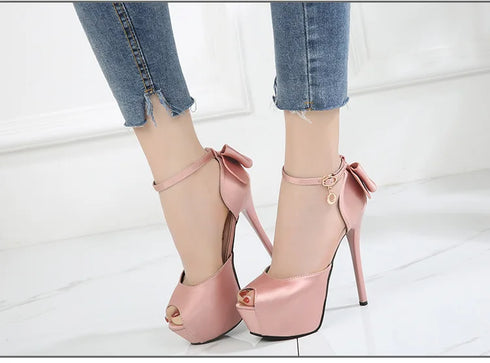 Elegant Peep Toe Platform High Heels Pumps for Women - Stylish Wedding Shoes with Stiletto Heels & Slingback Design Perfect for Brides and Special Occasions